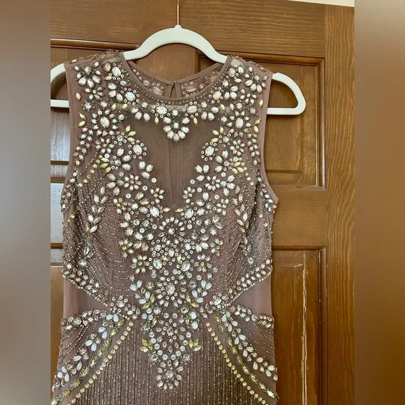 Aidan Mattox Beaded Fringe Gown